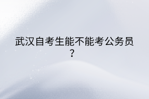 武漢自考生能不能考公務(wù)員？