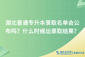 湖北普通專升本錄取名單會(huì)公布嗎？什么時(shí)候出錄取結(jié)果？