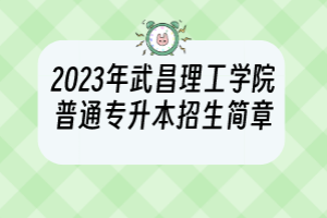 2023年武昌理工學(xué)院普通專升本招生簡章