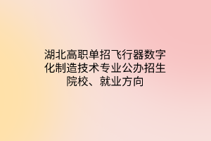 湖北高職單招飛行器數(shù)字化制造技術(shù)專業(yè)公辦招生院校、就業(yè)方向