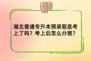 湖北普通專升本預(yù)錄取是考上了嗎？考上后怎么分班？