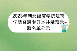 2023年湖北經(jīng)濟學(xué)院法商學(xué)院普通專升本補錄預(yù)錄取名單公示