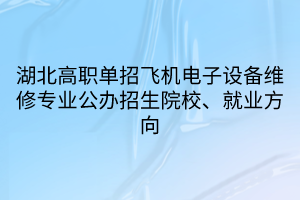 湖北高職單招飛機電子設備維修專業(yè)公辦招生院校、就業(yè)方向