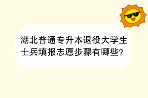 湖北普通專升本退役大學(xué)生士兵填報志愿步驟有哪些？