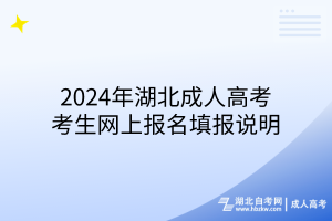 2024年湖北成人高考考生網(wǎng)上報名填報說明