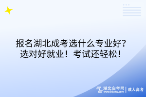 報(bào)名湖北成考選什么專業(yè)好？選對(duì)好就業(yè)！考試還輕松！