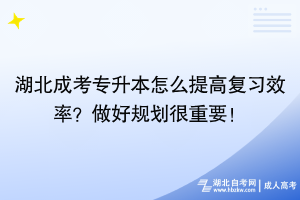 湖北成考專升本怎么提高復(fù)習(xí)效率？做好規(guī)劃很重要！