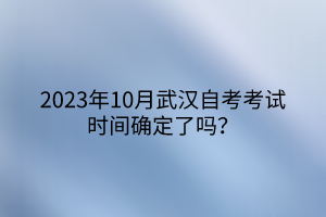 2023年10月武漢自考考試時間確定了嗎？