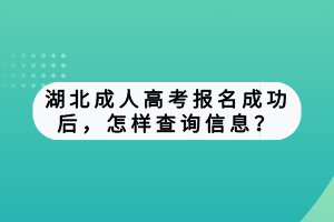 湖北成人高考報名成功后，怎樣查詢信息？