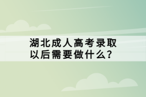 湖北成人高考錄取以后需要做什么？