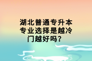 湖北普通專升本專業(yè)選擇是越冷門越好嗎？