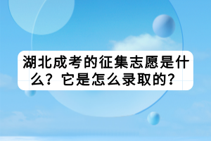 湖北成考的征集志愿是什么？它是怎么錄取的？