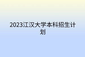 2023江漢大學(xué)本科招生計(jì)劃