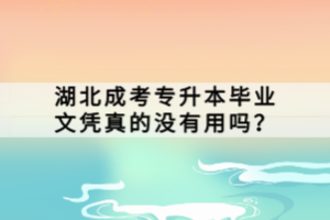 湖北成考專升本畢業(yè)文憑真的沒有用嗎？