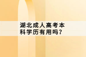 湖北成人高考本科學(xué)歷有用嗎？