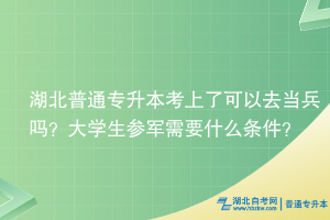 湖北普通專升本考上了可以去當兵嗎？大學生參軍需要什么條件？