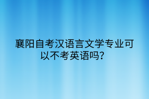 襄陽自考漢語言文學專業(yè)可以不考英語嗎？