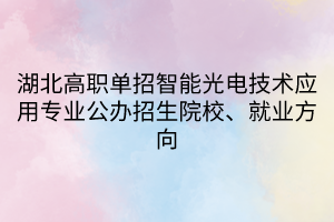 湖北高職單招智能光電技術(shù)應(yīng)用專業(yè)公辦招生院校、就業(yè)方向