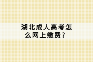 湖北成人高考怎么網(wǎng)上繳費(fèi)？