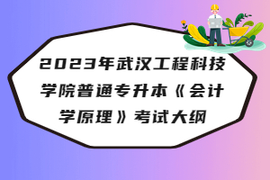 ?2023年武漢工程科技學(xué)院普通專升本《會(huì)計(jì)學(xué)原理》考試大綱