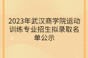 2023年武漢商學(xué)院運(yùn)動訓(xùn)練專業(yè)招生擬錄取名單公示