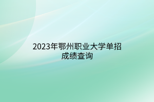 2023年鄂州職業(yè)大學單招成績查詢