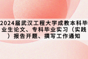 2024屆武漢工程大學(xué)成教本科畢業(yè)生論文、專科畢業(yè)實(shí)習(xí)（實(shí)踐）報(bào)告開題、撰寫工作通知