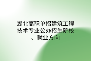 湖北高職單招建筑工程技術(shù)專業(yè)公辦招生院校、就業(yè)方向