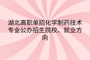 湖北高職單招化學(xué)制藥技術(shù)專業(yè)公辦招生院校、就業(yè)方向