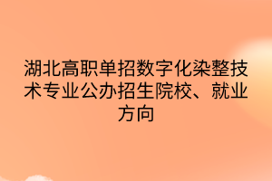 湖北高職單招數(shù)字化染整技術(shù)專業(yè)公辦招生院校、就業(yè)方向