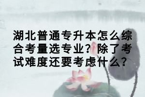 湖北普通專升本怎么綜合考量選專業(yè)？除了考試難度還要考慮什么？