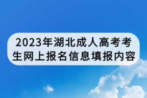 2023年湖北成人高考考生網(wǎng)上報名信息填報內(nèi)容