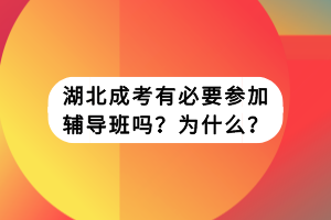 湖北成考有必要參加輔導(dǎo)班嗎？為什么？