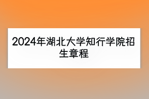 2024年湖北大學(xué)知行學(xué)院招生章程