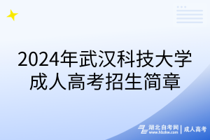 2024年武漢科技大學(xué)成人高考招生簡(jiǎn)章