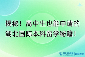 揭秘！高中生也能申請(qǐng)的湖北國(guó)際本科留學(xué)秘籍！