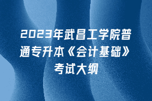 2023年武昌工學(xué)院普通專(zhuān)升本《會(huì)計(jì)基礎(chǔ)》考試大綱
