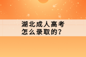 湖北成人高考怎么錄取的？