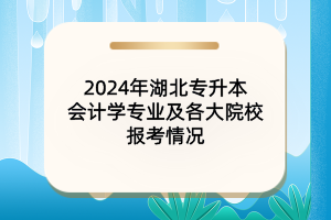 2024年湖北專升本會(huì)計(jì)學(xué)專業(yè)及各大院校報(bào)考情況