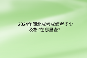 2024年湖北成考成績(jī)考多少及格?在哪里查？