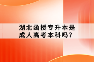 湖北函授專升本是成人高考本科嗎？