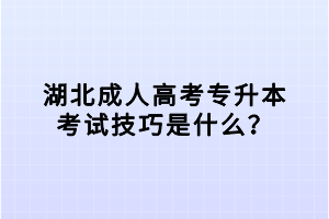 湖北成人高考專升本考試技巧是什么？