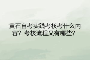 黃石自考實踐考核考什么內容？考核流程又有哪些？