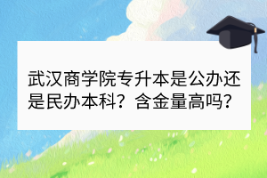 武漢商學(xué)院專升本是公辦還是民辦本科？含金量高嗎？