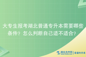 大專生報考湖北普通專升本需要哪些條件？怎么判斷自己適不適合？