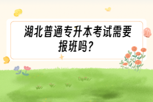 湖北普通專升本考試需要報(bào)班嗎？