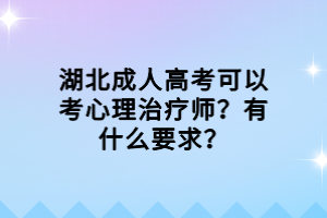 湖北成人高考可以考心理治療師？有什么要求？