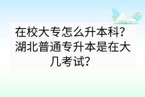 在校大專怎么升本科？湖北普通專升本是在大幾考試？