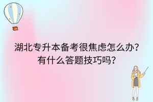 湖北專升本備考很焦慮怎么辦？有什么答題技巧嗎？