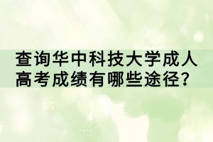 查詢?nèi)A中科技大學(xué)成人高考成績(jī)有哪些途徑？